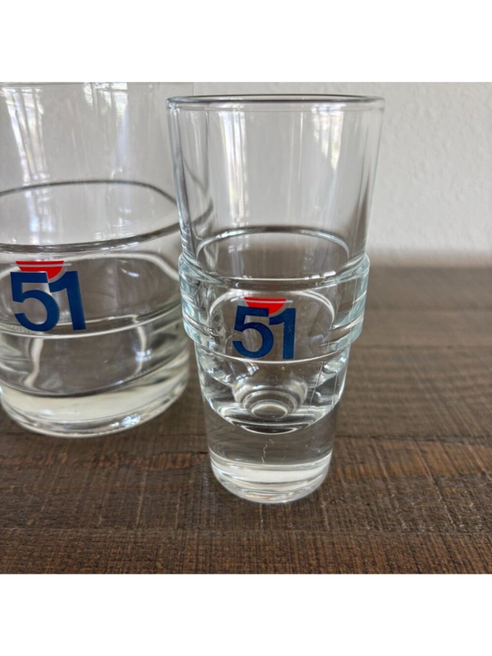 Vintage Pastis 51 WaterBarrel Carafe Set of 2 Glasses Shot Glass Retro Barware - Picture 2 of 9